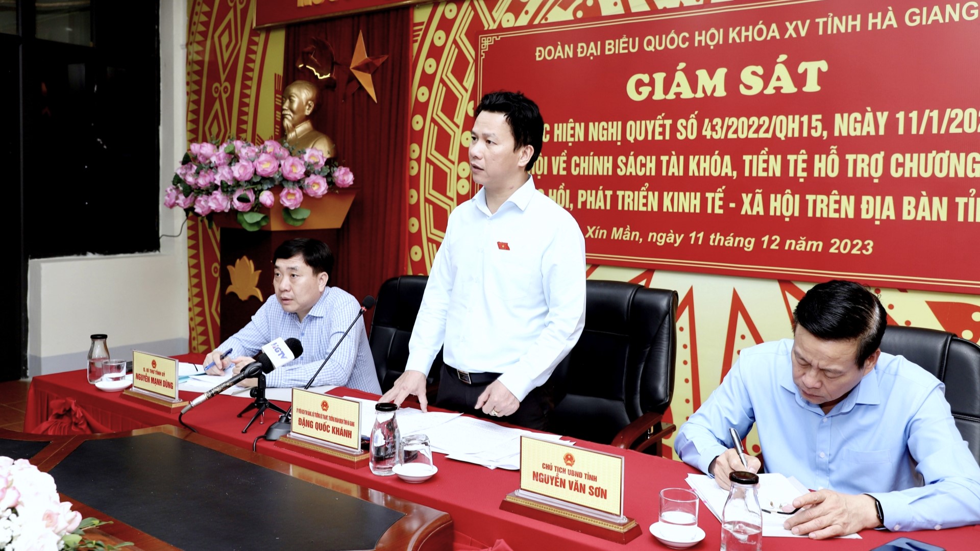 Đoàn ĐBQH khóa XV đơn vị tỉnh Hà Giang giám sát việc thực hiện Nghị quyết số 43 trên địa bàn tỉnh