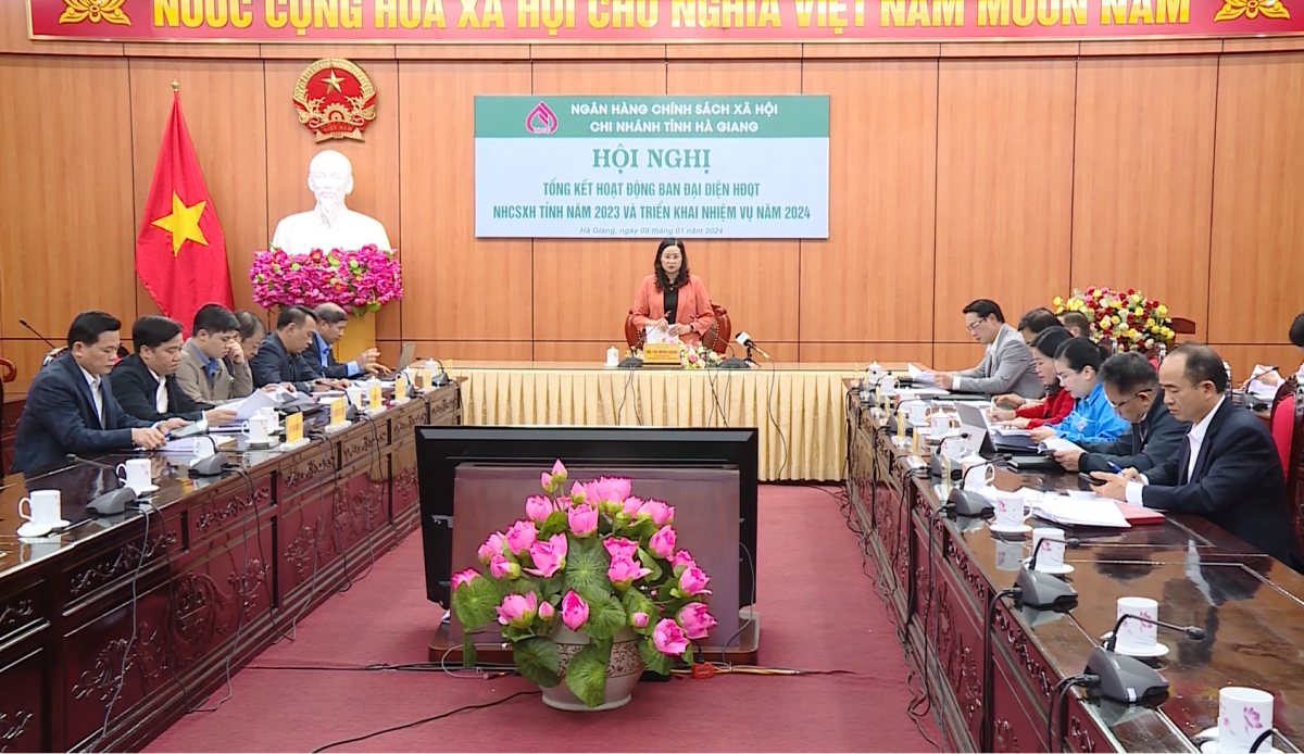 Hội nghị trực tuyến tổng kết hoạt động của Ban đại diện Hội đồng quản trị ngân hàng chính sách xã hội tỉnh Hà Giang năm 2023