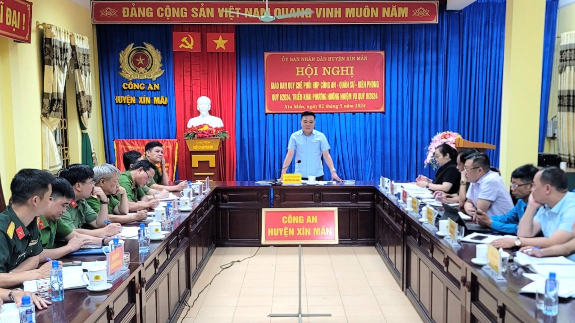 Hội nghị giao ban qui chế phối hợp 3 lực lượng huyện Xín Mần